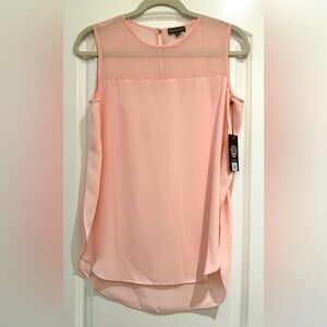 NWT Vince Camuto Sheer Yoke Sleeveless Blouse Size Xs Color Light Pink